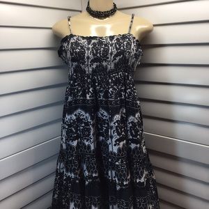 XL maxi summer dress black and white paisley geo